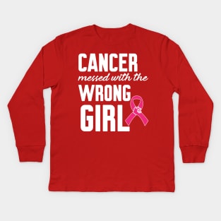 Cancer messed with the wrong girl Kids Long Sleeve T-Shirt